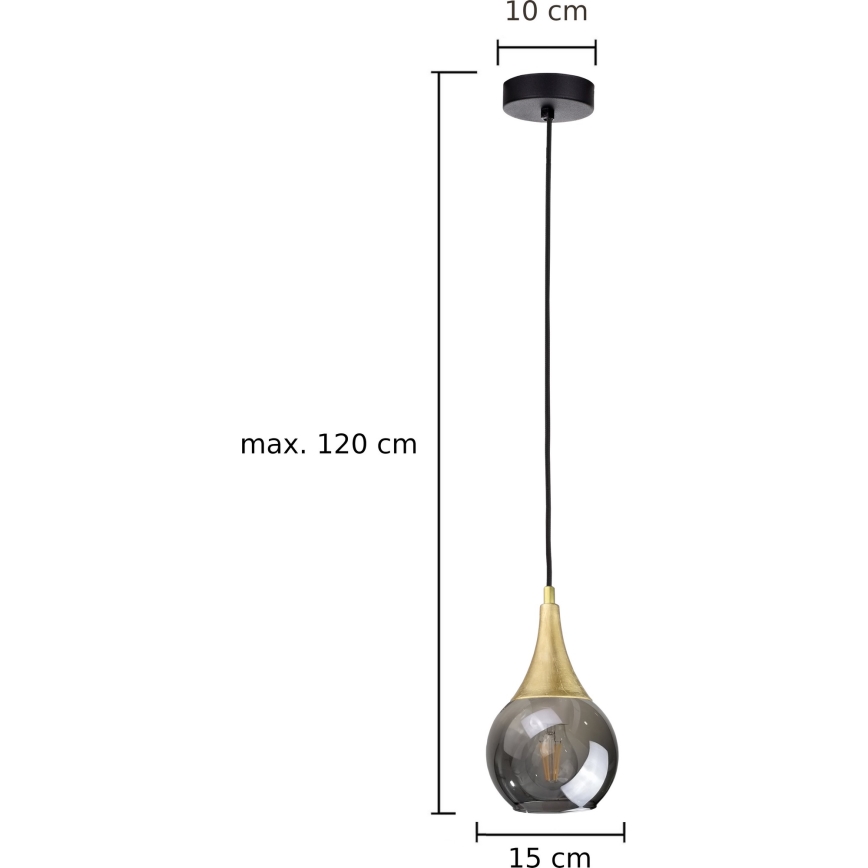 Lámpara colgante LACRIMA SMOKY 1xE27/60W/230V