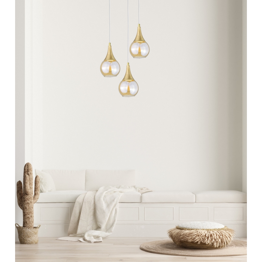 Lámpara colgante LACRIMA WHITE 3xE27/60W/230V diá. 30 cm