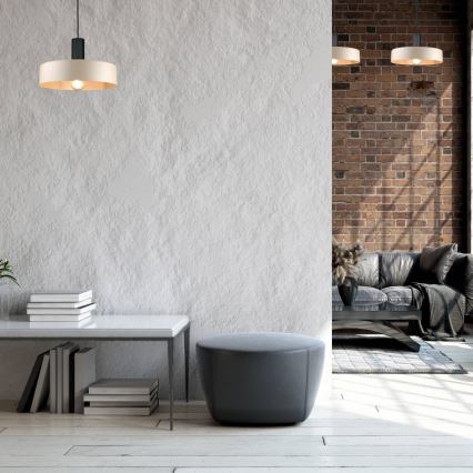 Lámpara colgante LATTE 1xE27/60W/230V beige/negro