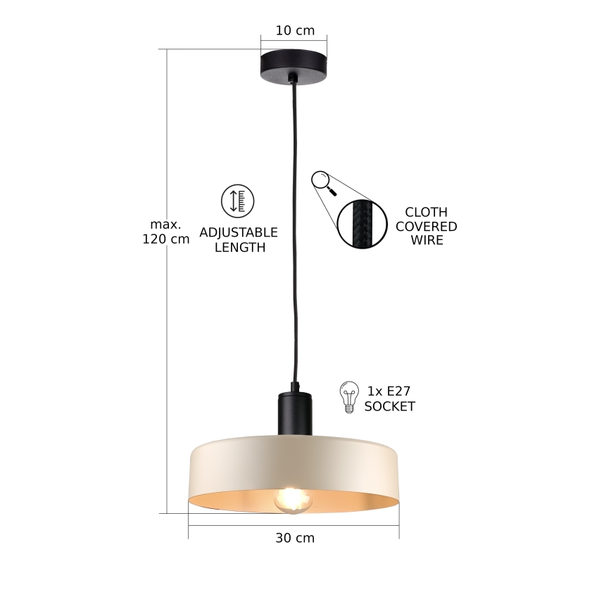 Lámpara colgante LATTE 1xE27/60W/230V beige/negro