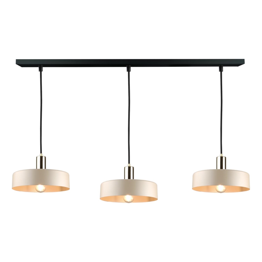 Lámpara colgante LATTE 3xE27/60W/230V beige/negro/cromo brillante