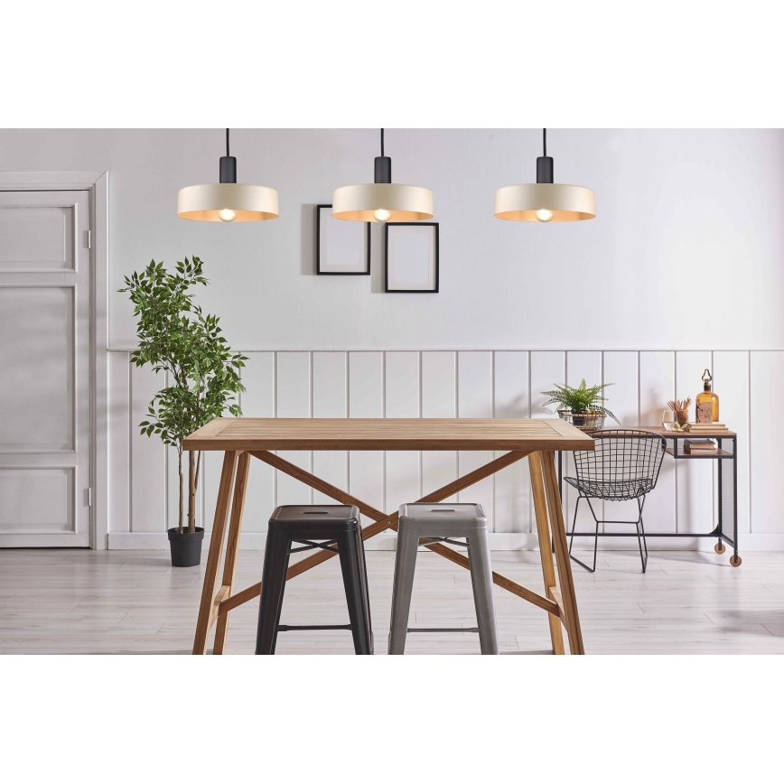 Lámpara colgante LATTE 3xE27/60W/230V beige/negro