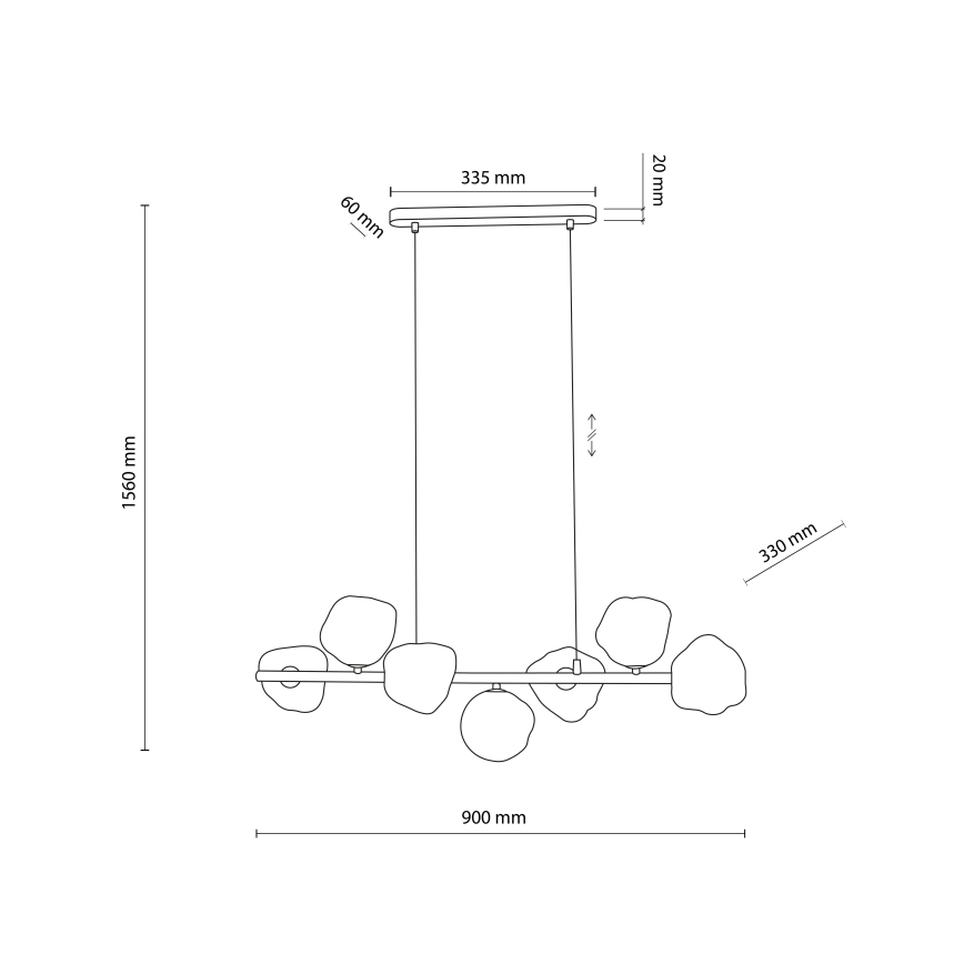 Lámpara colgante LAVA 7xG9/8W/230V bronce/beige ahumado