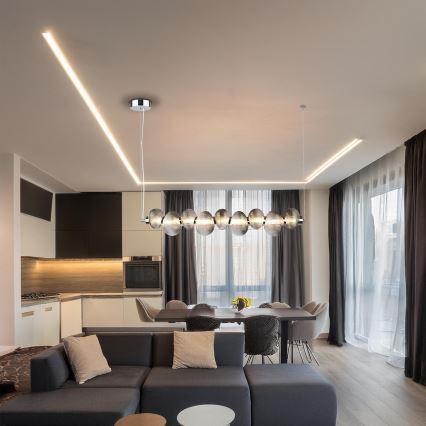 Lámpara colgante LED BOLLA con cable 32W/230V cromo brillante/gris ahumado