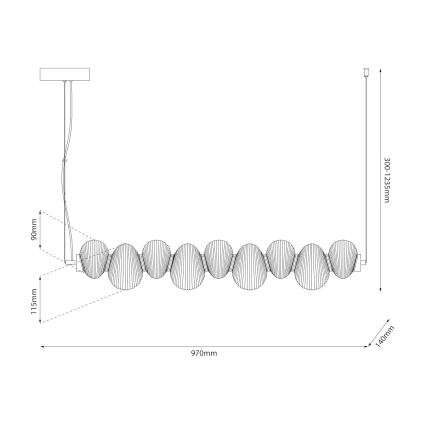 Lámpara colgante LED BOLLA con cable 32W/230V cromo brillante/gris ahumado