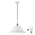 Lámpara colgante LED con cable 1xE27/60W/230V, blanca/roja