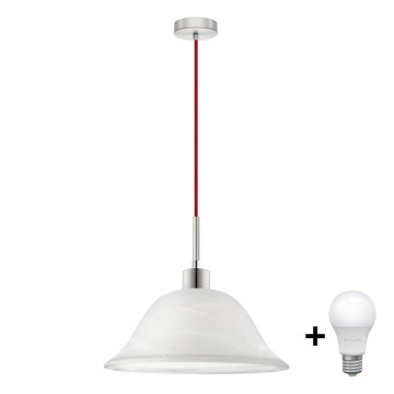 Lámpara colgante LED con cable 1xE27/60W/230V, blanca/roja