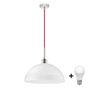 Lámpara colgante LED con cable 1xE27/60W/230V blanco/rojo