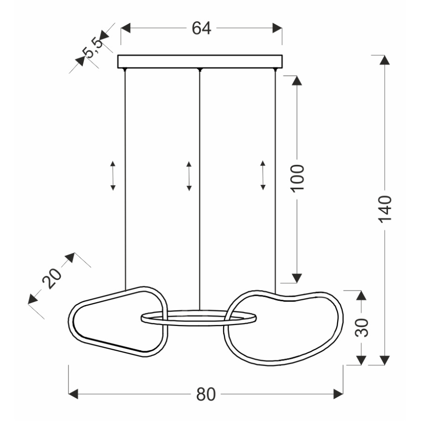 Lámpara colgante LED con cable ANNELI LED/30W/230V 80 cm dorada