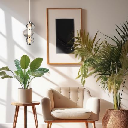 Lámpara colgante LED con cable BOLLA LED/12W/230V, diámetro 16 cm, cromo brillante/gris ahumado