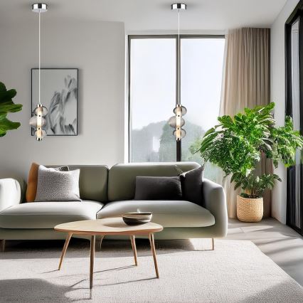 Lámpara colgante LED con cable BOLLA LED/12W/230V, diámetro 16 cm, cromo brillante/gris ahumado