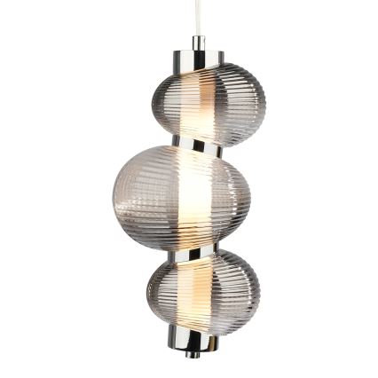 Lámpara colgante LED con cable BOLLA LED/12W/230V, diámetro 16 cm, cromo brillante/gris ahumado