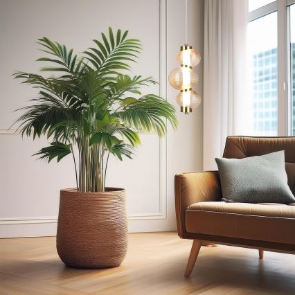 Lámpara colgante LED con cable BOLLA LED/12W/230V Ø 16 cm dorado/beige ahumado