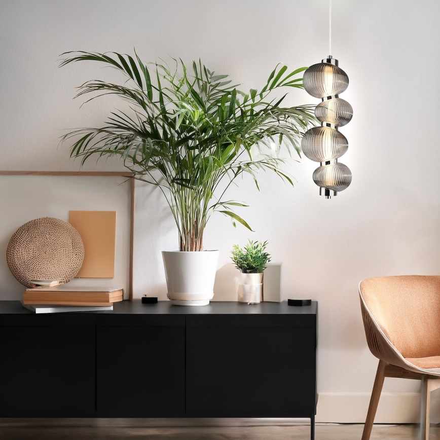 Lámpara colgante LED con cable BOLLA LED/17W/230V Ø 16 cm cromo brillante/gris ahumado