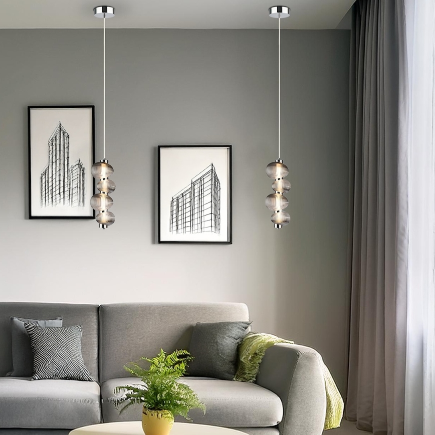 Lámpara colgante LED con cable BOLLA LED/17W/230V Ø 16 cm cromo brillante/gris ahumado