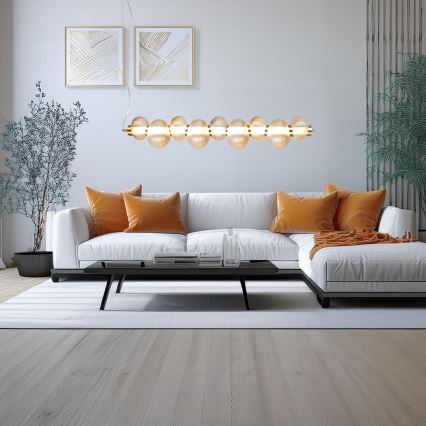 Lámpara colgante LED con cable BOLLA LED/32W/230V dorada/beige ahumado