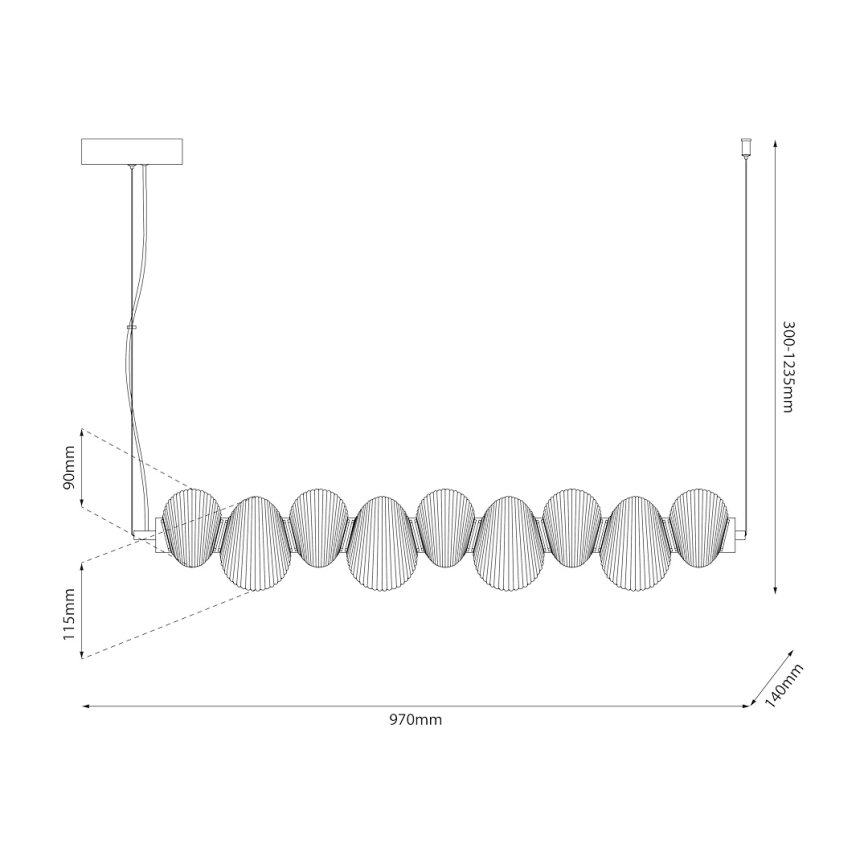 Lámpara colgante LED con cable BOLLA LED/32W/230V dorada/beige ahumado