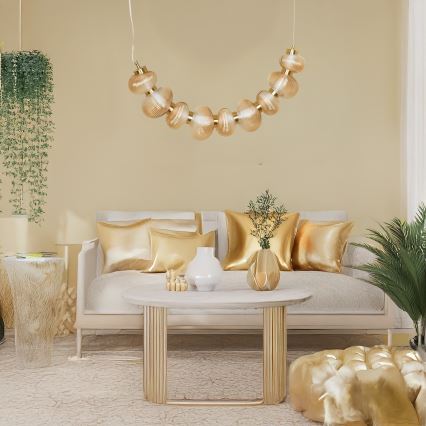 Lámpara colgante LED con cable BOLLA LED/36W/230V dorado/beige ahumado