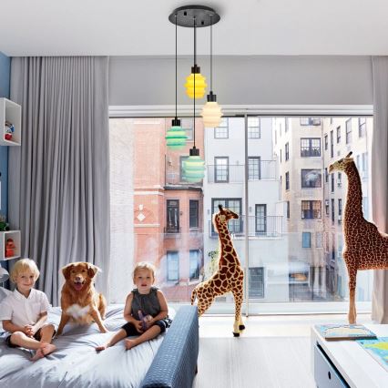 Lámpara colgante LED con cable CACTUS LED/12W/230V 3000K verde/amarillo/blanco