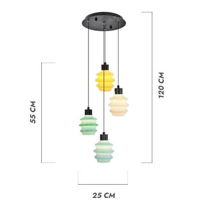 Lámpara colgante LED con cable CACTUS LED/12W/230V 3000K verde/amarillo/blanco