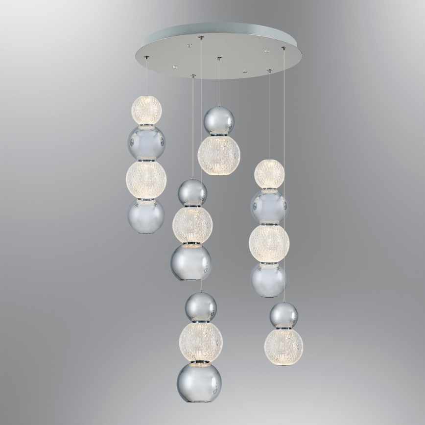 Lámpara colgante LED con cable CREMONA LED/34W/230V 3000K cromo mate