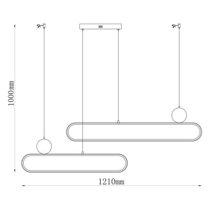 Lámpara colgante LED con cable FLORENTYNA LED/48W/230V 4000K dorado/negro