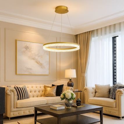 Lámpara colgante LED con cable GALA LED/25W/230V Ø 50 cm dorada