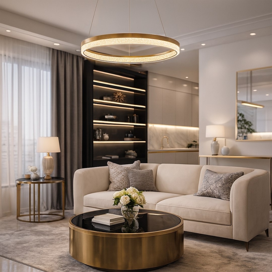 Lámpara colgante LED con cable GALA LED/25W/230V Ø 50 cm dorada