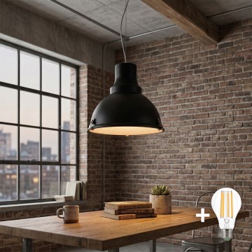 Lámpara colgante LED con cable INDUSTRY 1xE27/60W/230V negra