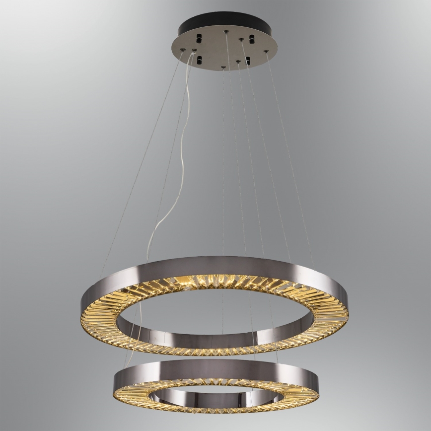 Lámpara colgante LED con cable JESI LED/140W/230V 3000K Ø 100 cm plateada