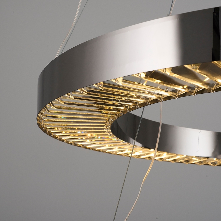 Lámpara colgante LED con cable JESI LED/140W/230V 3000K Ø 100 cm plateada