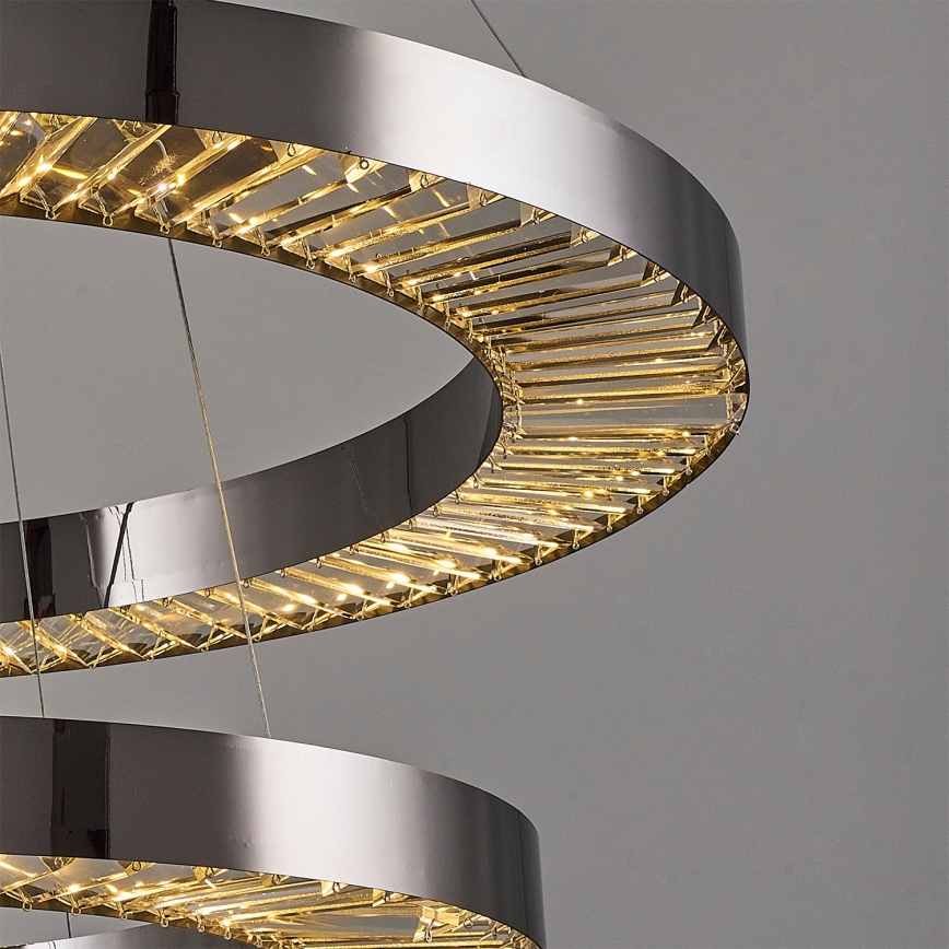 Lámpara colgante LED con cable JESI LED/140W/230V 3000K Ø 100 cm plateada