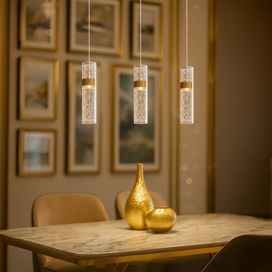 Lámpara colgante LED con cable LAGOS LED/24W/230V oro