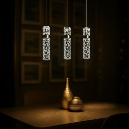 Lámpara colgante LED con cable LAGOS LED/8W/230V dorada