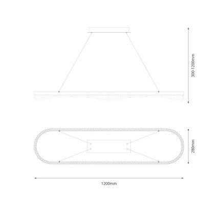 Lámpara colgante LED con cable LED/45W/230V dorada