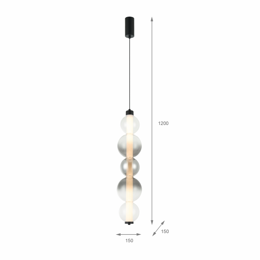 Lámpara colgante LED con cable LUMMI LED/19W/230V negro/ahumado