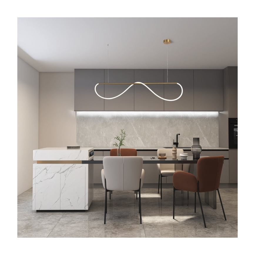 Lámpara colgante LED con cable MELECA LED/36W/230V 3000/4000/6000K 160 cm dorada