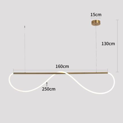 Lámpara colgante LED con cable MELECA LED/36W/230V 3000/4000/6000K 160 cm dorada