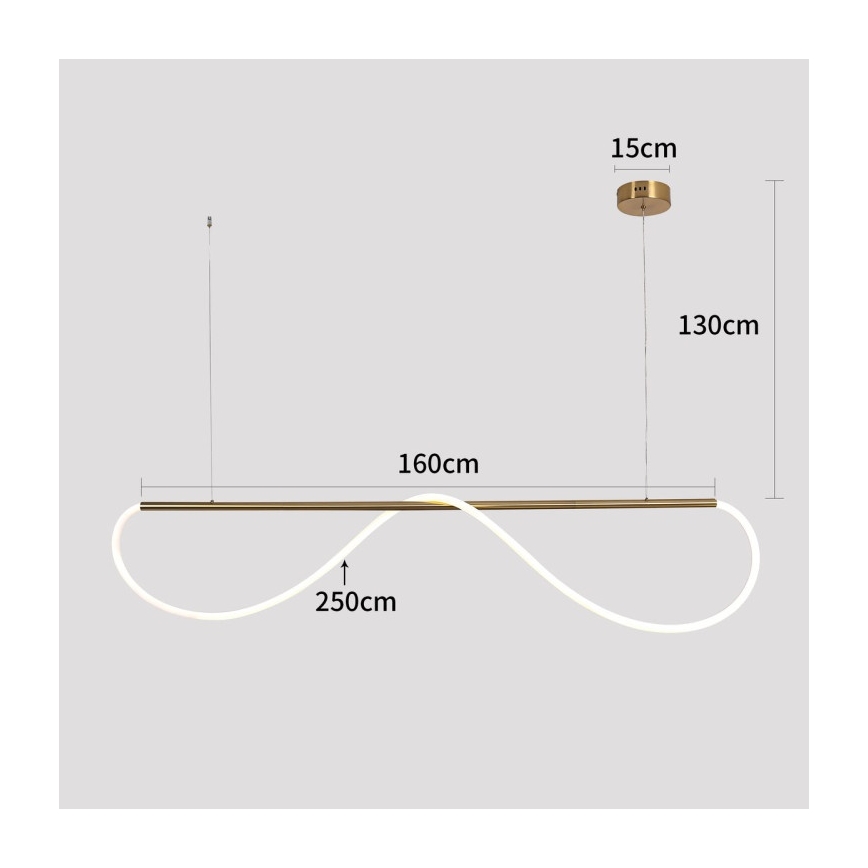 Lámpara colgante LED con cable MELECA LED/36W/230V 3000/4000/6000K 160 cm dorada