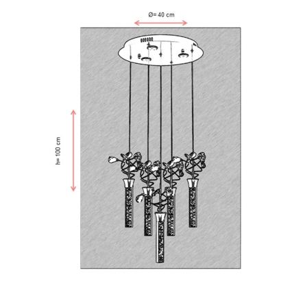 Lámpara colgante LED con cable PIGEON 5xLED/6W/230V 6500K cromo brillante
