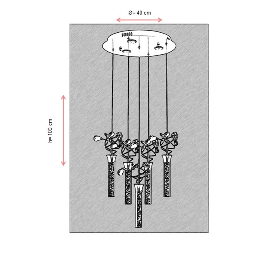 Lámpara colgante LED con cable PIGEON 5xLED/6W/230V 6500K cromo brillante