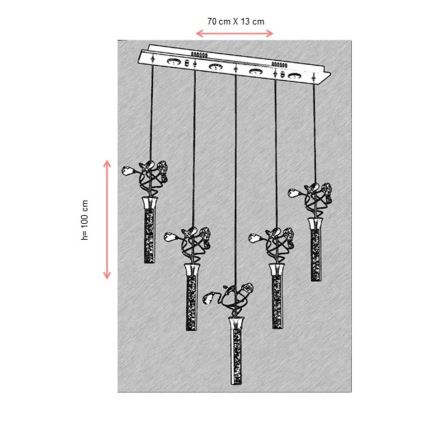 Lámpara colgante LED con cable PIGEON 5xLED/6W/230V 6500K cromo brillante