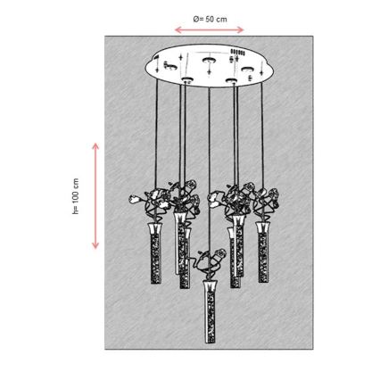 Lámpara colgante LED con cable PIGEON 7xLED/6W/230V 6500K cromo brillante