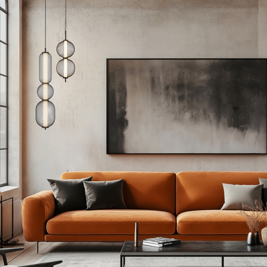 Lámpara colgante LED con cable PUMA LED/15W/230V Ø 14 cm negra