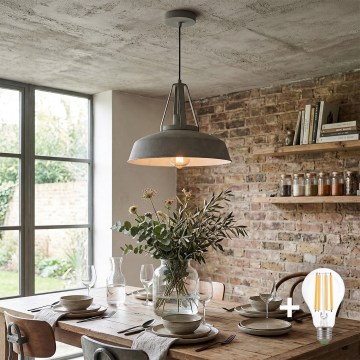 Lámpara colgante LED con cable RYAN 1xE27/60W/230V gris