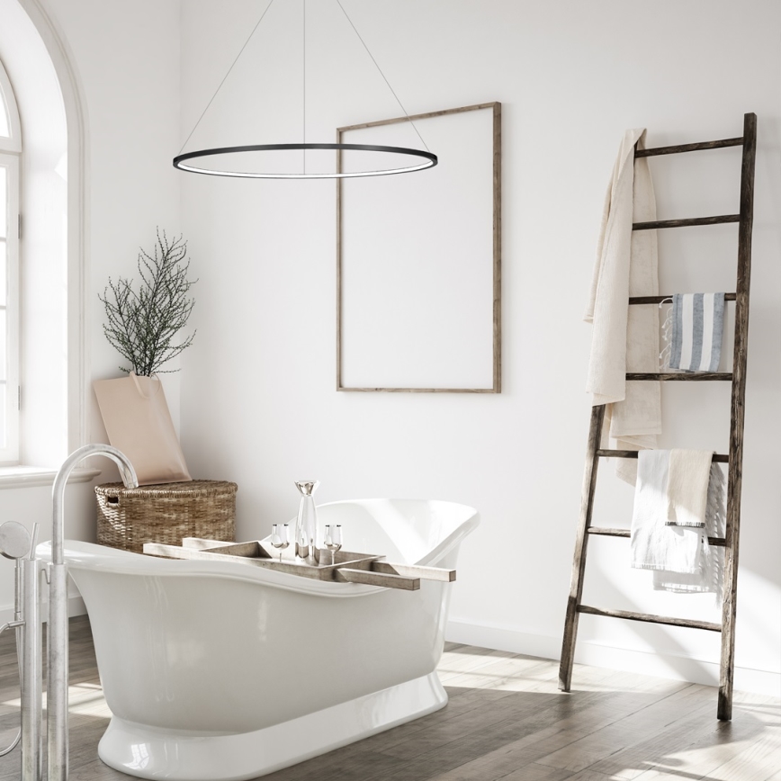 Lámpara colgante LED con cable SATURNO LED/57W/230V Ø 100 cm IP44 negra