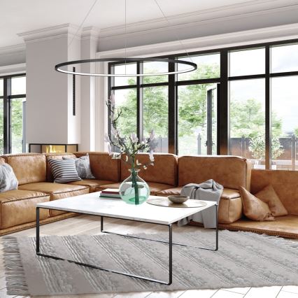 Lámpara colgante LED con cable SATURNO LED/57W/230V Ø 100 cm IP44 negra