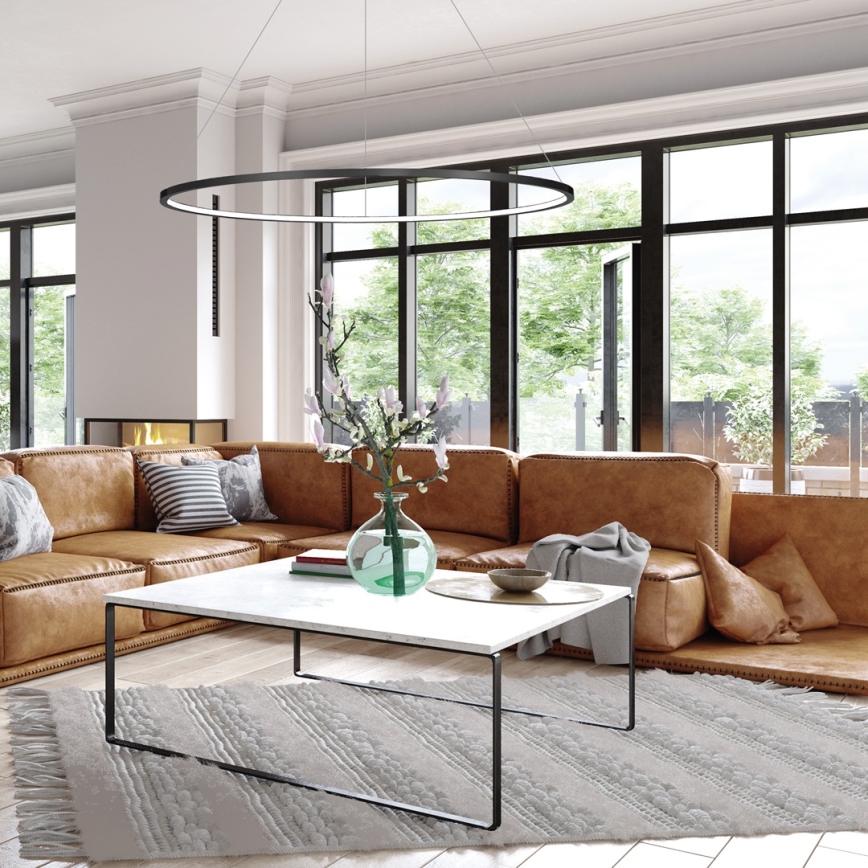 Lámpara colgante LED con cable SATURNO LED/57W/230V Ø 100 cm IP44 negra