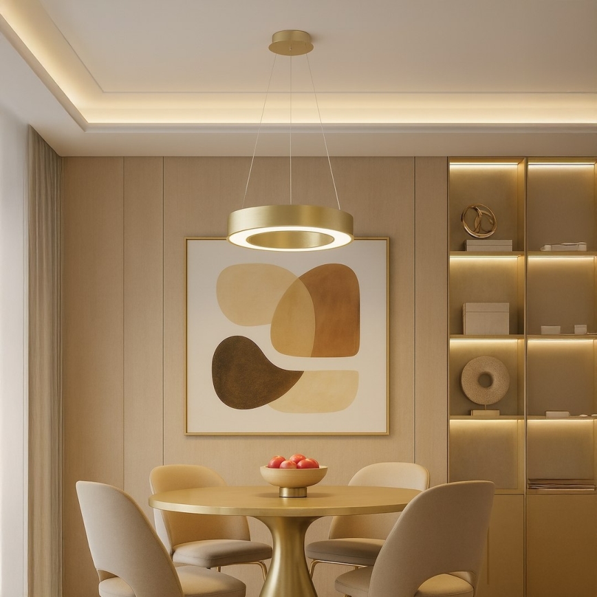 Lámpara colgante LED con cable UNION LED/40W/230V 3000/4000/6500K Ø 40 cm dorado