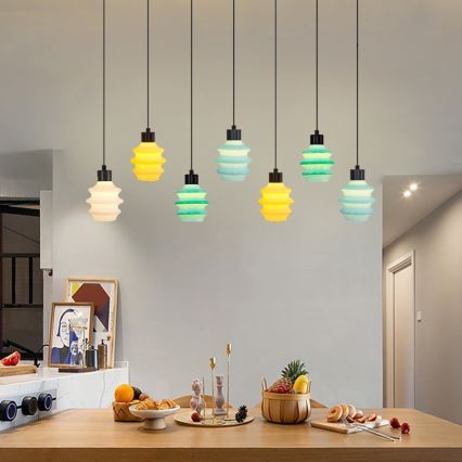 Lámpara colgante LED con suspensión de cable CACTUS 7xLED/2,8W/230V 3000K verde/amarillo/blanco